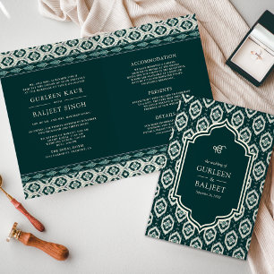 Invitation Ikat sarcelle foncé, combinaison Anand Karaj pour 