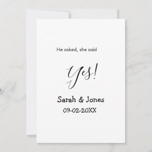 Invitation Il a demandé elle a dit oui engagement simple mini