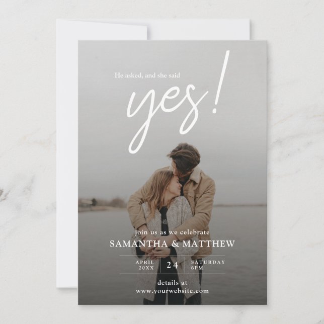Invitation Il a demandé et elle a dit Oui Photo Engagement Pa (Devant)