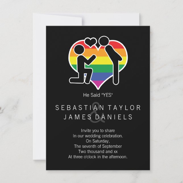 Invitation Il A Dit Oui M. Et M. Proposition Mariage Gay (Devant)