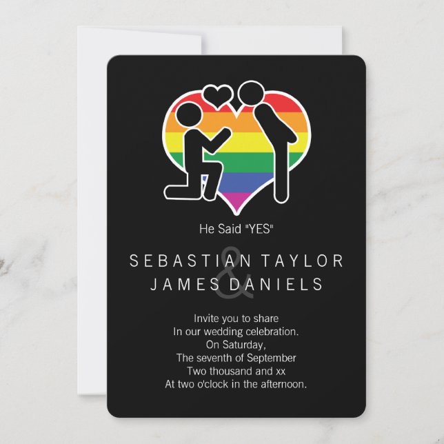 Invitation Il A Dit Oui M. Et M. Proposition Mariage Gay (Devant)