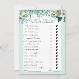 Invitation Il A Dit Qu'Elle A Dit Fête des mariées Game