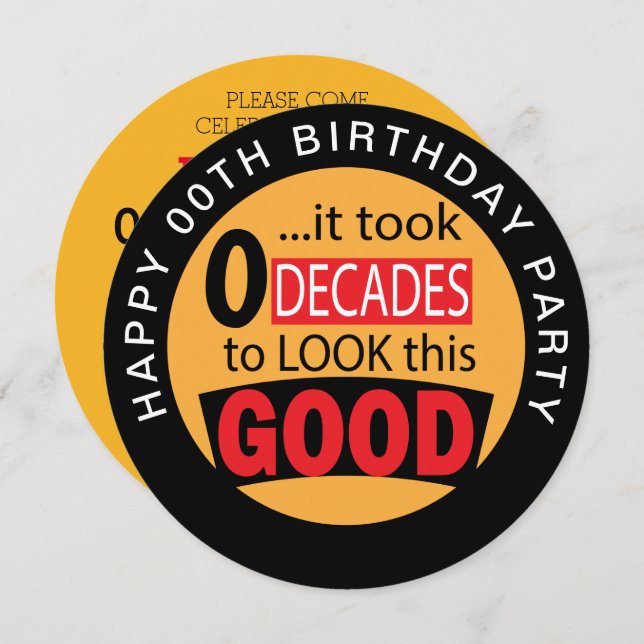 Invitation Il a fallu 100 ans pour regarder ce bon - 00ème In (Devant / Derrière)