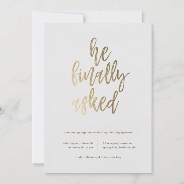 Invitation Il A Finalement Demandé À La Partie Engagement (Devant)