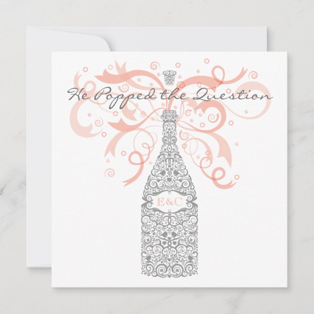 Invitation Il a sauté la question - argent et pêche (Devant)