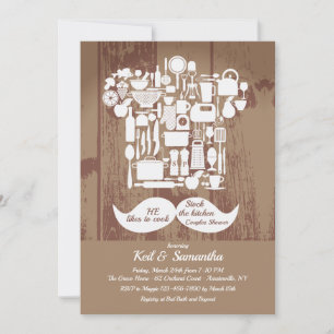Invitation Il aime cuisiner la Fête des mariées des couples