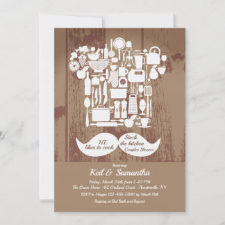 Invitation Il aime cuisiner la Fête des mariées des couples