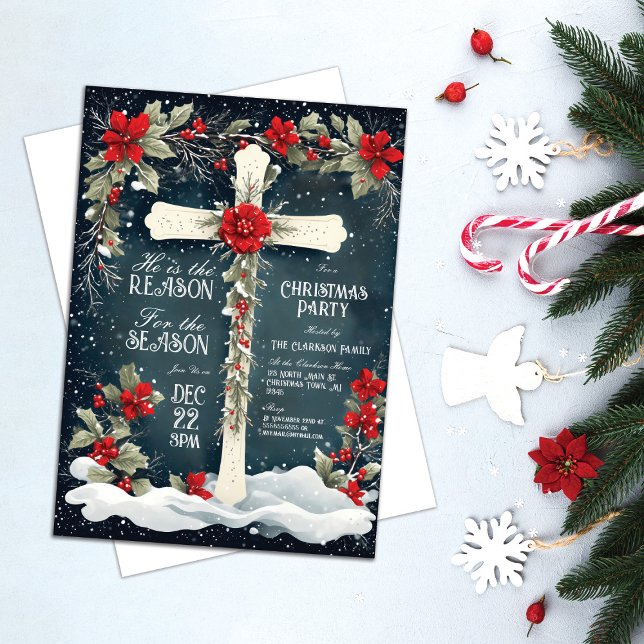 Invitation Il est la raison de la croix de saison Noël (Créateur téléchargé)