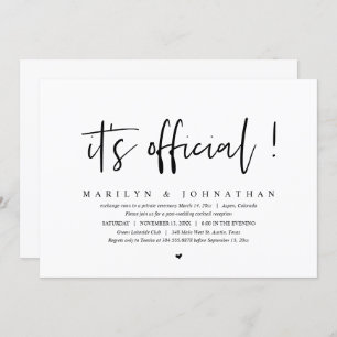 Invitation Il est officiel, Mariage Elopement Dîner et Parti