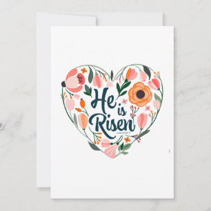 Invitation Il est ressuscité Boho Christian Heart Motif Inspi