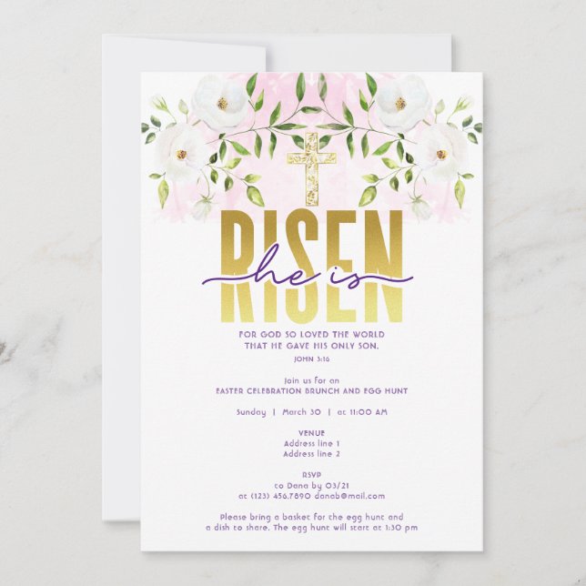 Invitation Il Est Ressuscité Citation Religieuse Chrétienne P (Devant)