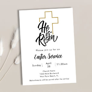 Invitation Il est ressuscité Cross Art Church Service Pâques