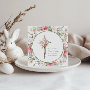 Invitation Il est ressuscité Floral Cross Paster Card