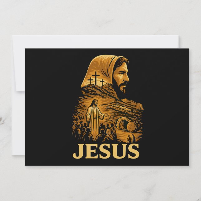 Invitation Il est ressuscité Jésus Christ Joyeuses Pâques (Devant)