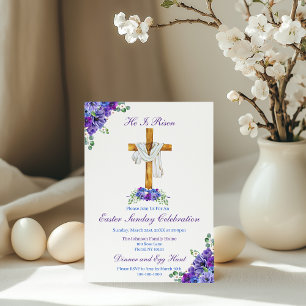 Invitation Il est ressuscité Pâques chrétien