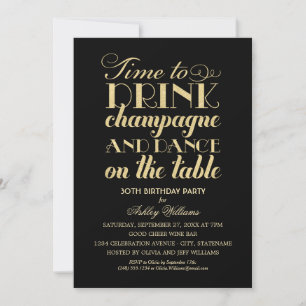 Invitation Il est temps de boire du Champagne Black Gold Anni
