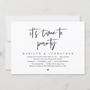 Invitation Il est temps de faire la fête, Mariage Elopement C