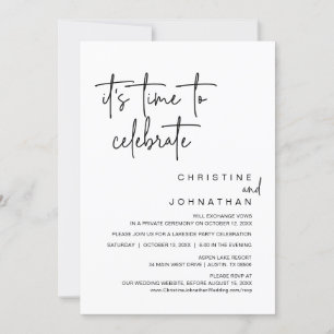 Invitation Il est temps de fêter la fête du Mariage Elopement