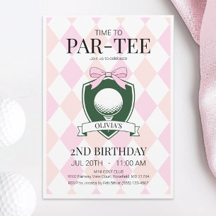 Invitation Il est temps de jouer au golf rose 2e anniversaire