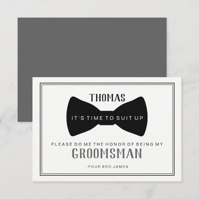 Invitation Il est temps de s'adapter Groomsman - Black Cravat (Devant / Derrière)