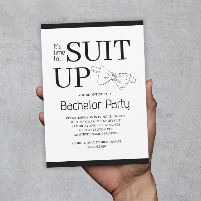 Invitation Il Est Temps De S'Intéresser Personnellement Homme (Time To Suit Up Custom Men Bachelor Party Invitation
)