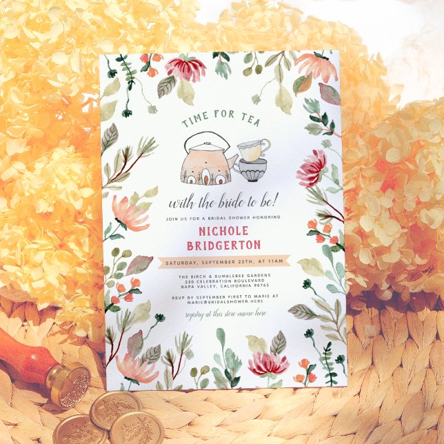 Invitation Il Est Temps Que Le Thé Avec La Mariée Soit | FÊTE (Créateur téléchargé)