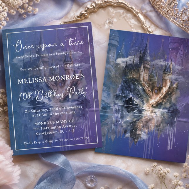 Invitation Il était une fois Anniversaire Château Princesse (Créateur téléchargé)