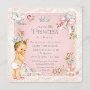 Invitation Il était une fois Baby Shower Petite Princesse