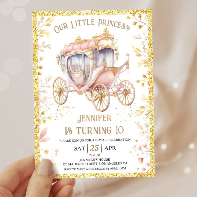 Invitation Il était une fois Carriage Princesse 10e anniversa (Créateur téléchargé)