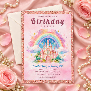 Invitation Il était une fois Château Arc-en-ciel Anniversaire
