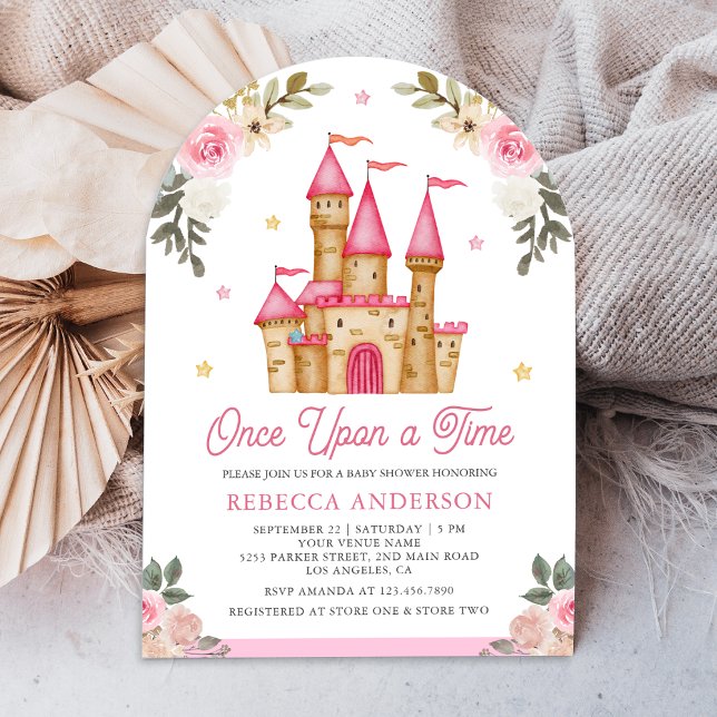 Invitation Il était une fois Château de conte de fées rose Ba (Créateur téléchargé)