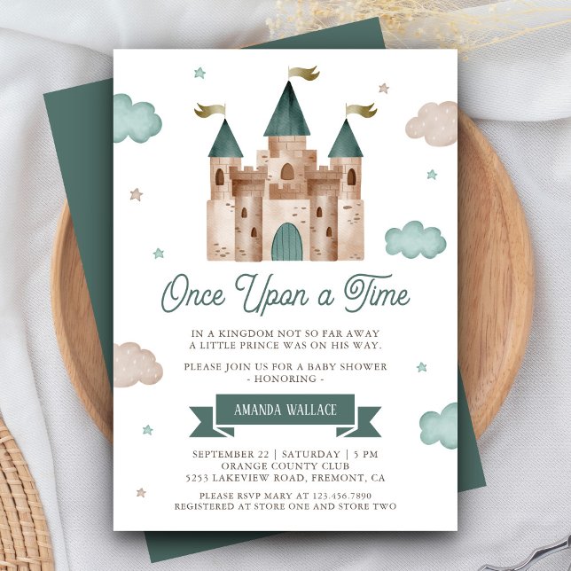 Invitation Il était une fois conte de fées Château Bleu Turqu (Créateur téléchargé)