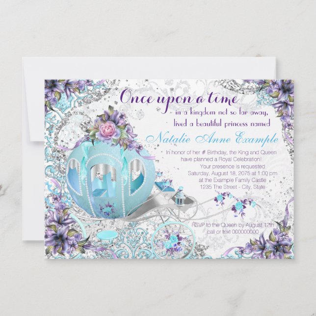 Invitation Il était une fois conte de fées princesse annivers (Devant)