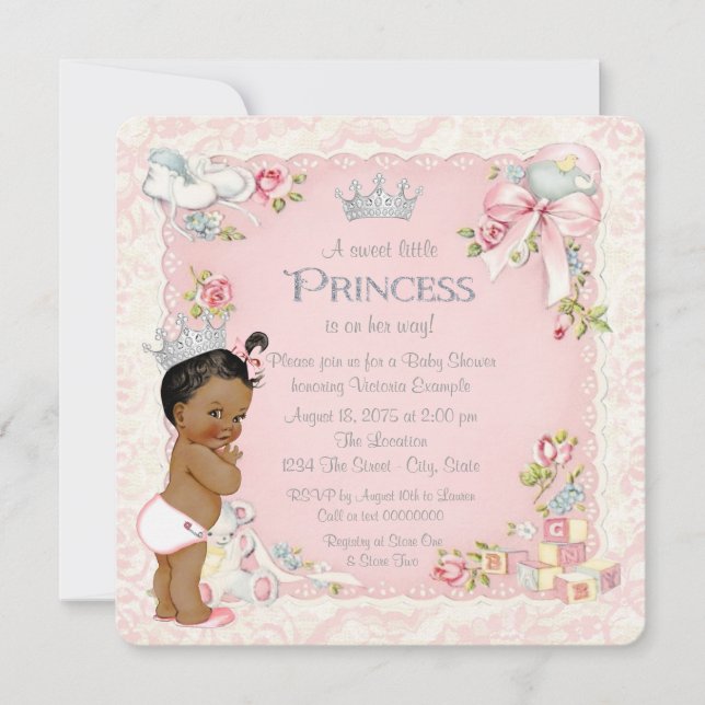 Invitation Il était une fois Fête de bébé de princesse ethniq (Devant)