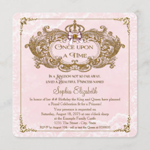 Invitation Il était une fois Filles Princesse Anniversaire