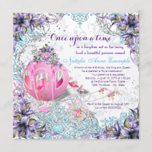 Invitation Il était une fois la princesse conte de fées Anniv