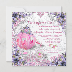 Invitation Il était une fois la princesse conte de fées Anniv