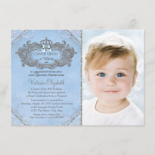 Invitation Il était une fois photo princesse anniversaire