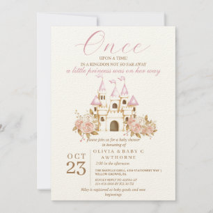 Invitation Il était une fois Pink Castle Princess Baby shower