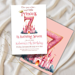 Invitation Il était une fois Princess Castle Girl 7e annivers