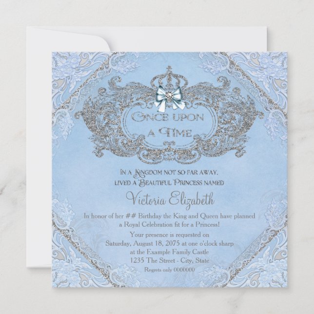 Invitation Il était une fois princesse anniversaire (Devant)