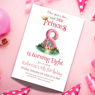 Invitation Il était une fois Princesse Castle Girl 8e anniver