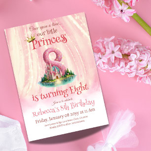 Invitation Il était une fois Princesse Castle Girl 8e anniver