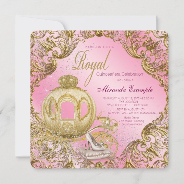 Invitation Il était une fois princesse Quinceañera (Devant)