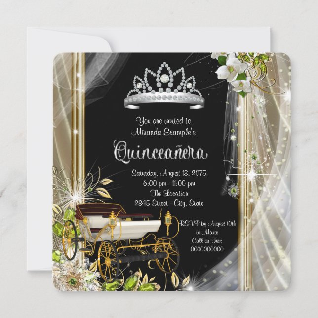 Invitation Il était une fois princesse Quinceañera (Devant)