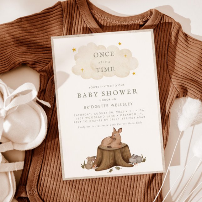 Invitation Il était une fois un Baby shower d'animaux de bois (Créateur téléchargé)