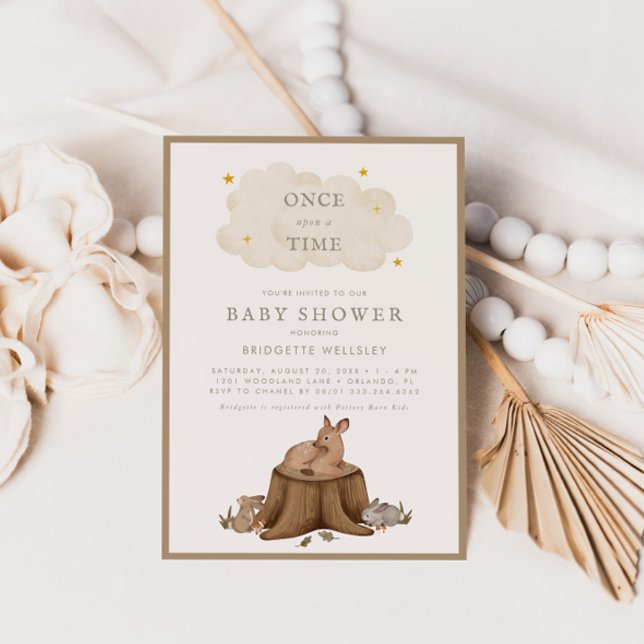 Invitation Il était une fois un Baby shower de bébé de bois (Créateur téléchargé)