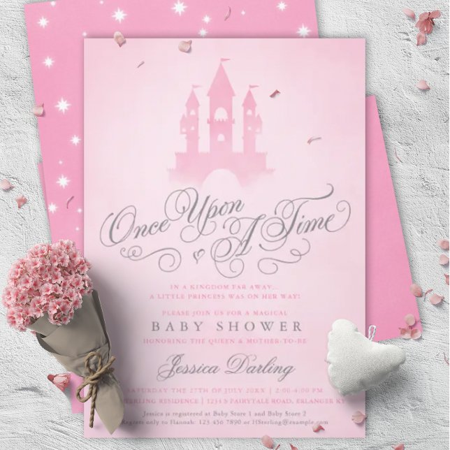 Invitation Il Était Une Fois Un Baby shower De Fille De Châte (Créateur téléchargé)
