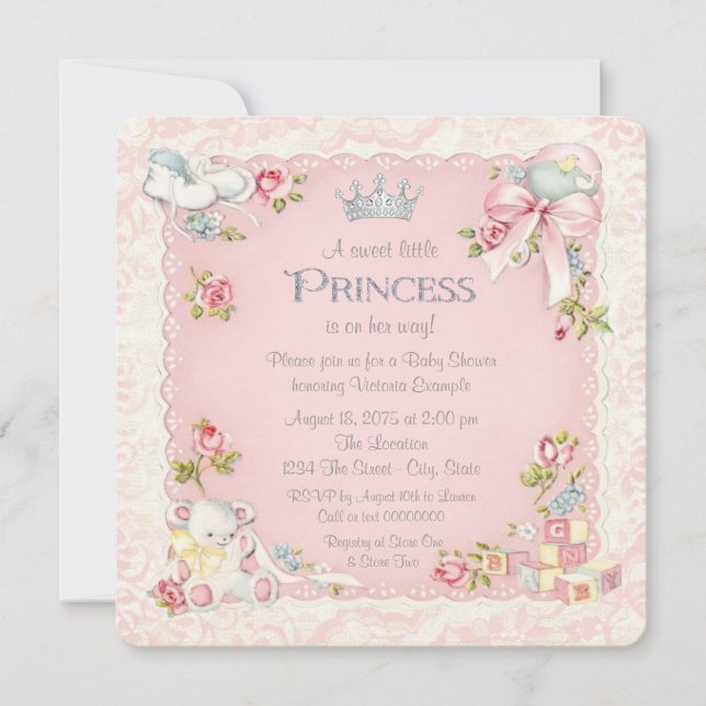 Invitation Il était une fois un Baby shower princesse (Devant)