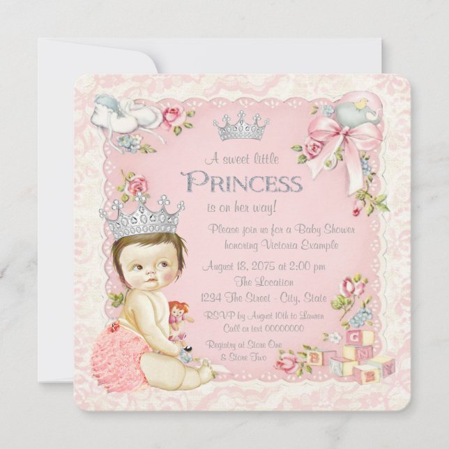 Invitation Il était une fois un Baby shower princesse (Devant)